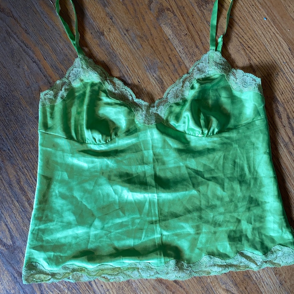 Brat Green Lace Trim Camisole